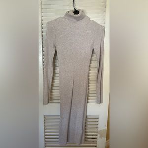 Express Ribbed Bodycon Dress | Cream/light Gray color | Size XS